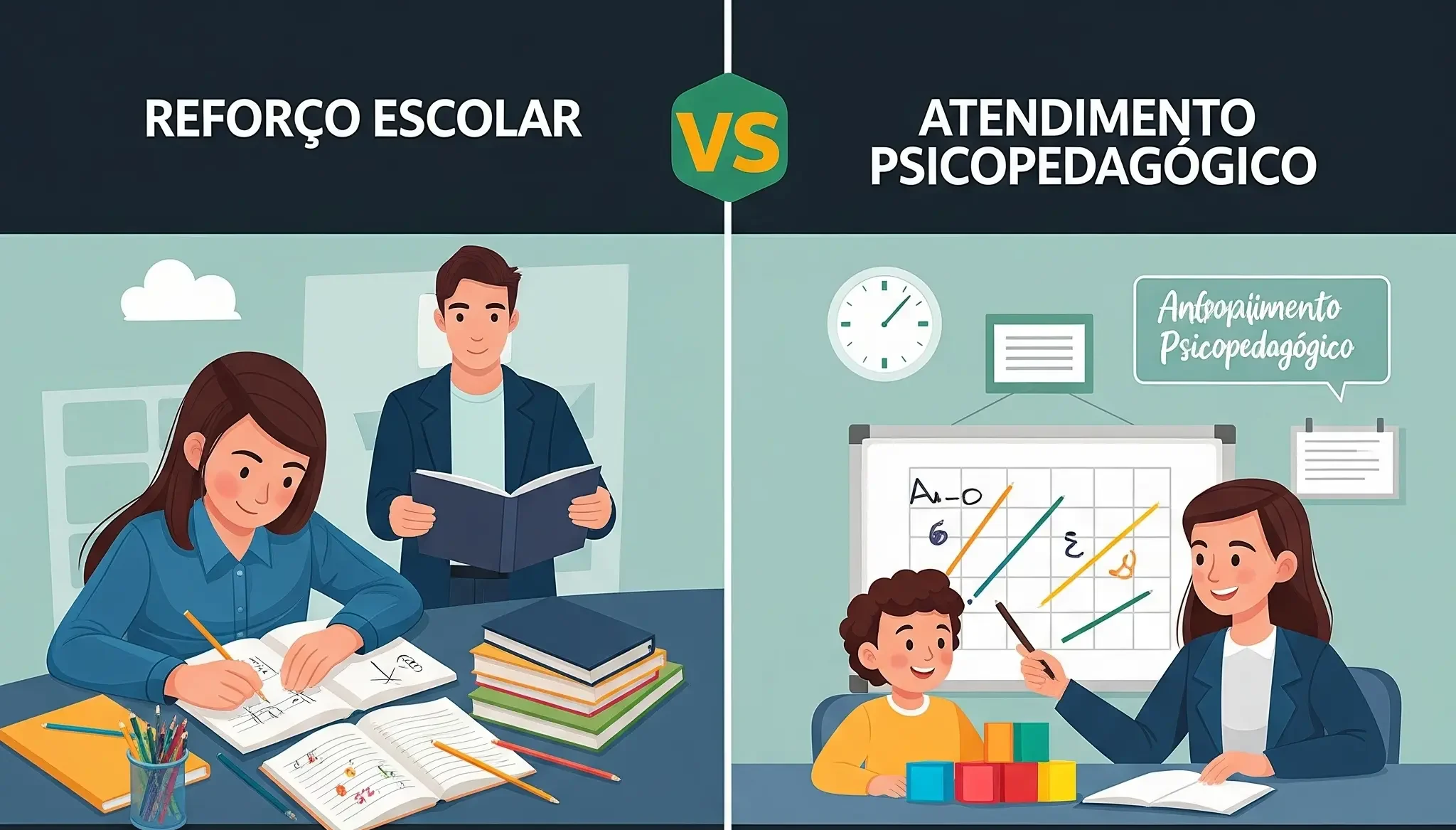 reforco escolar vs atendimento psicopedagogico